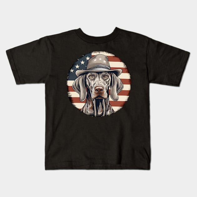 Patriotic Weimaraner Kids T-Shirt by NatashaCuteShop